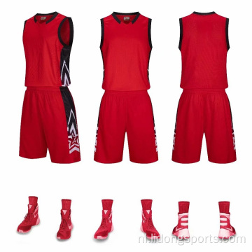 Aangepaste snelle droge school basketbalteam jersey set